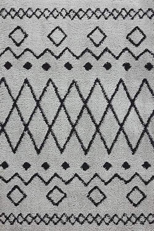 Large View Salem Grey Moroccan Shaggy Rug