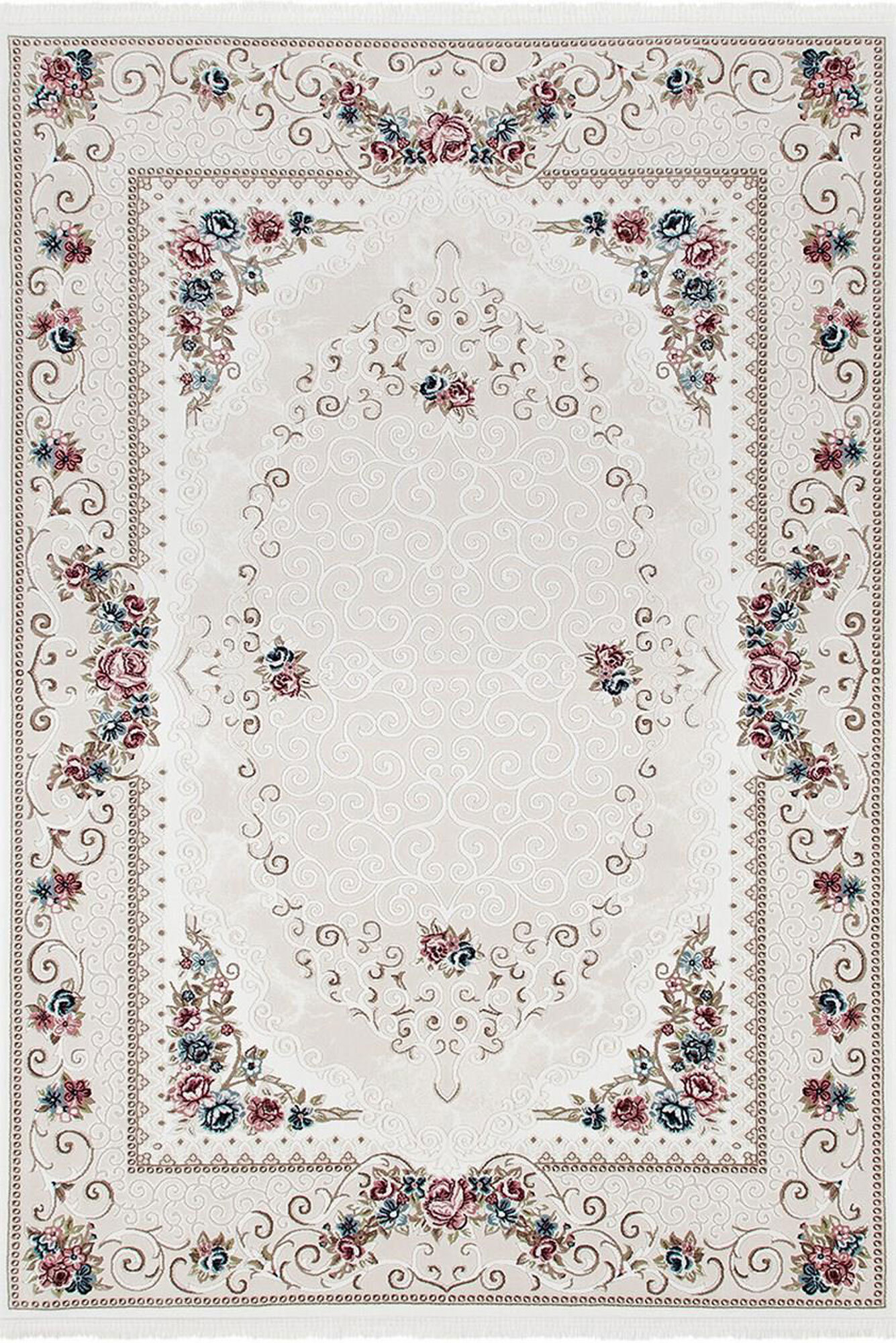 Sadie Fringed Aubusson Floral Rug