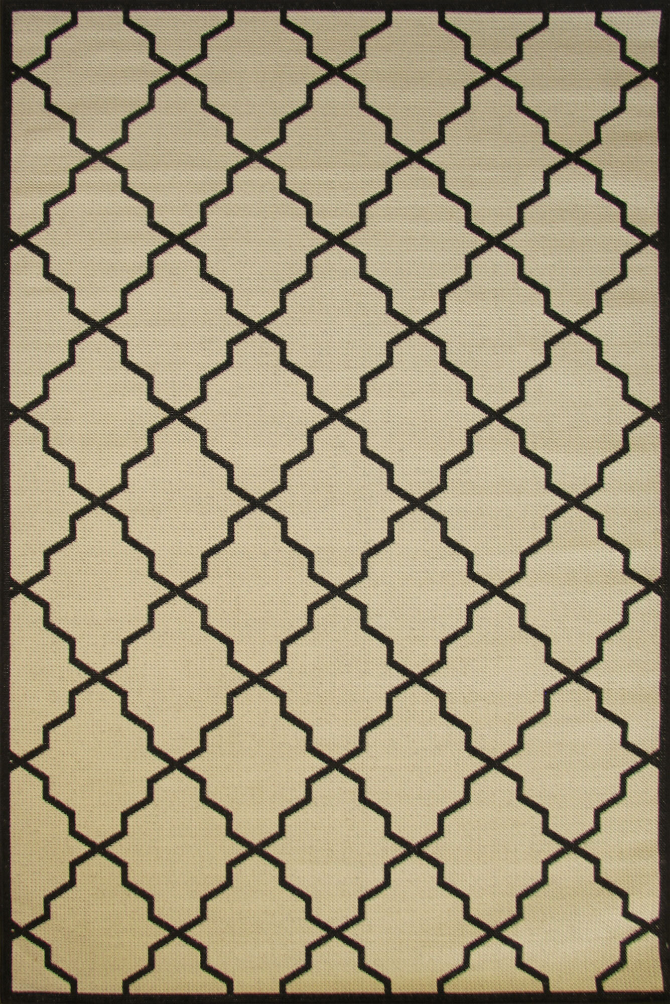 Large View Storm Ivory Trellis Flatweave Rug