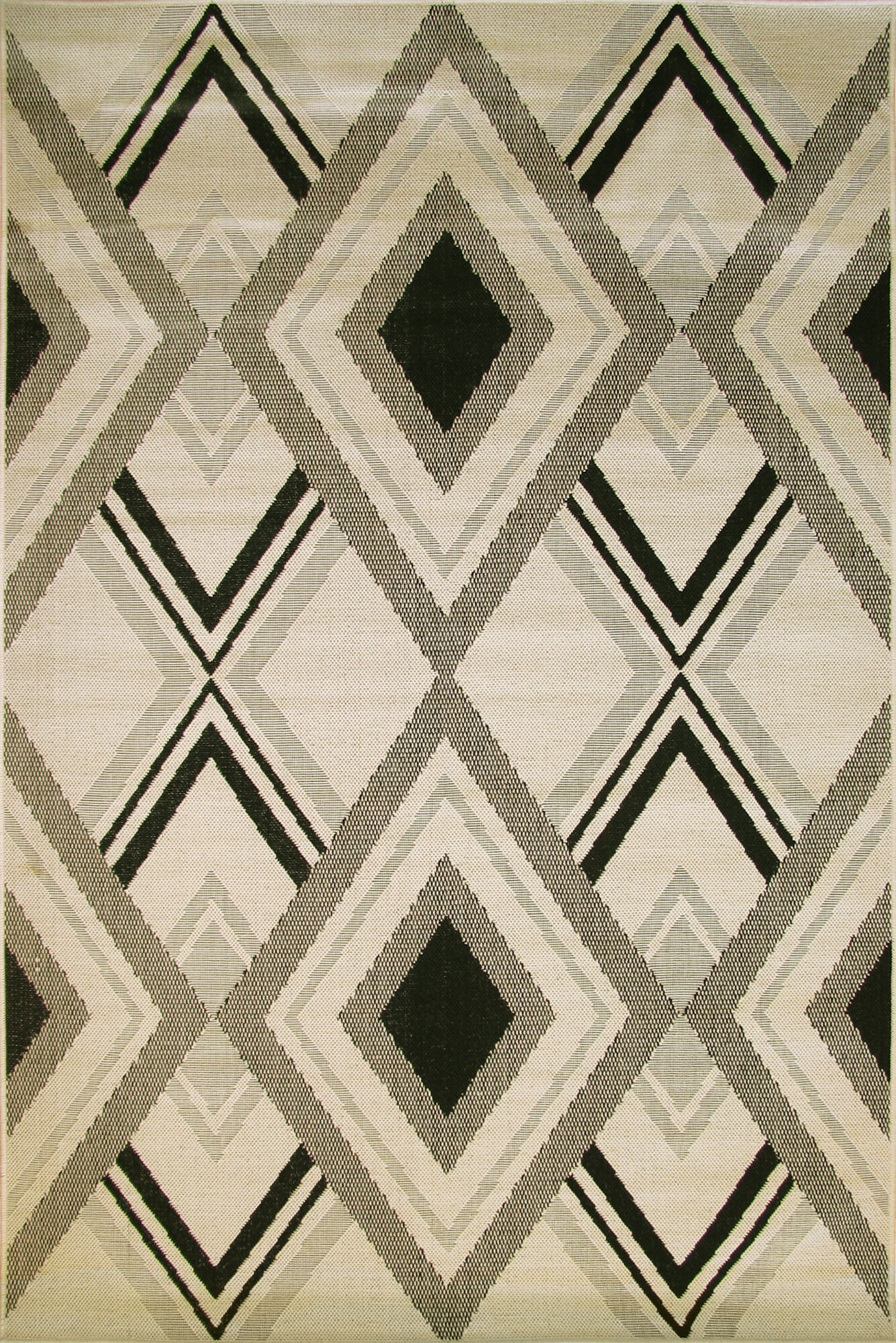 Large View Storm Ivory Diamond Pattern Rug