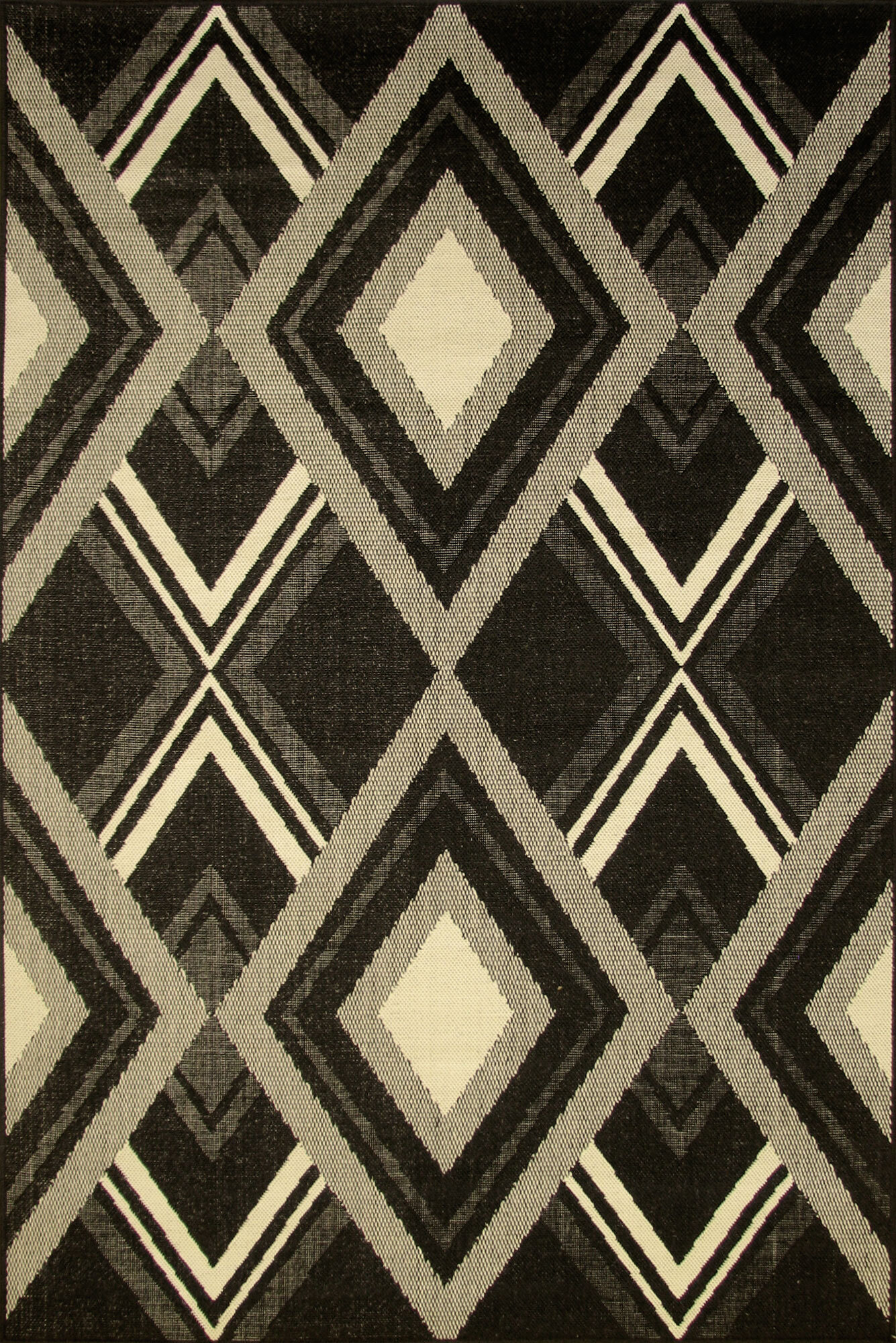 Storm Black Diamond Pattern Rug