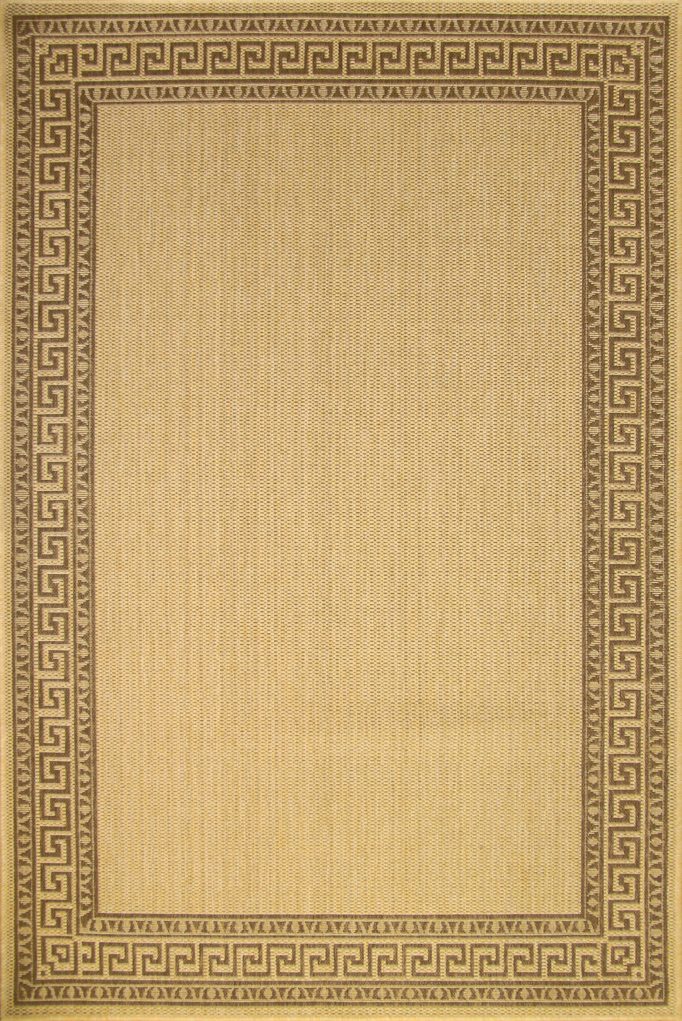 Sama Beige Greek Key Border Rug