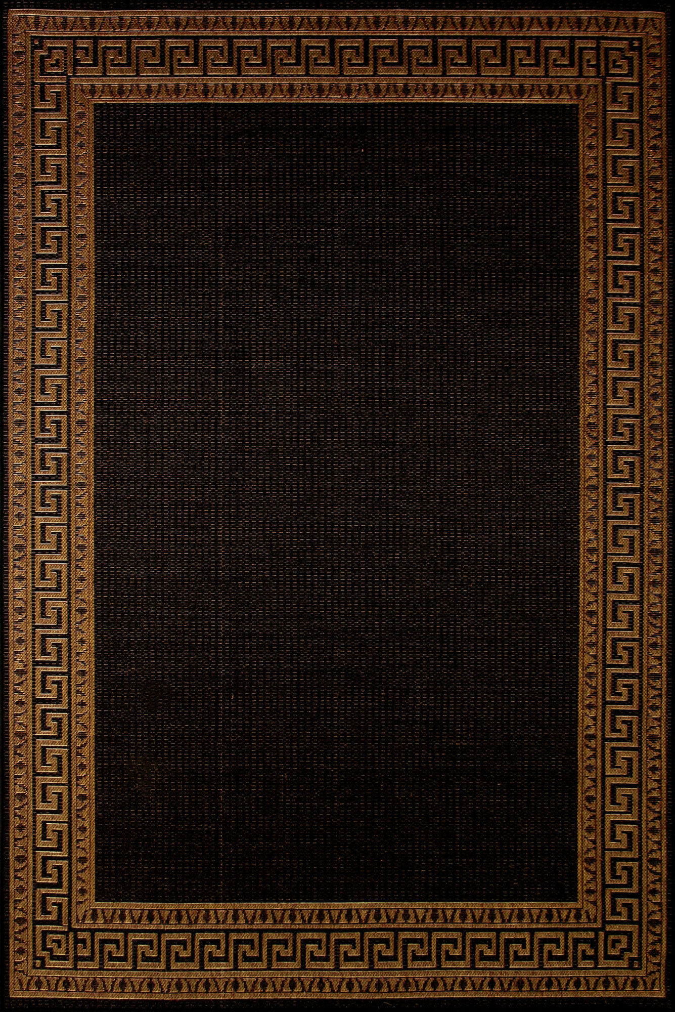 Large View Storm Black Greek Key Border Rug