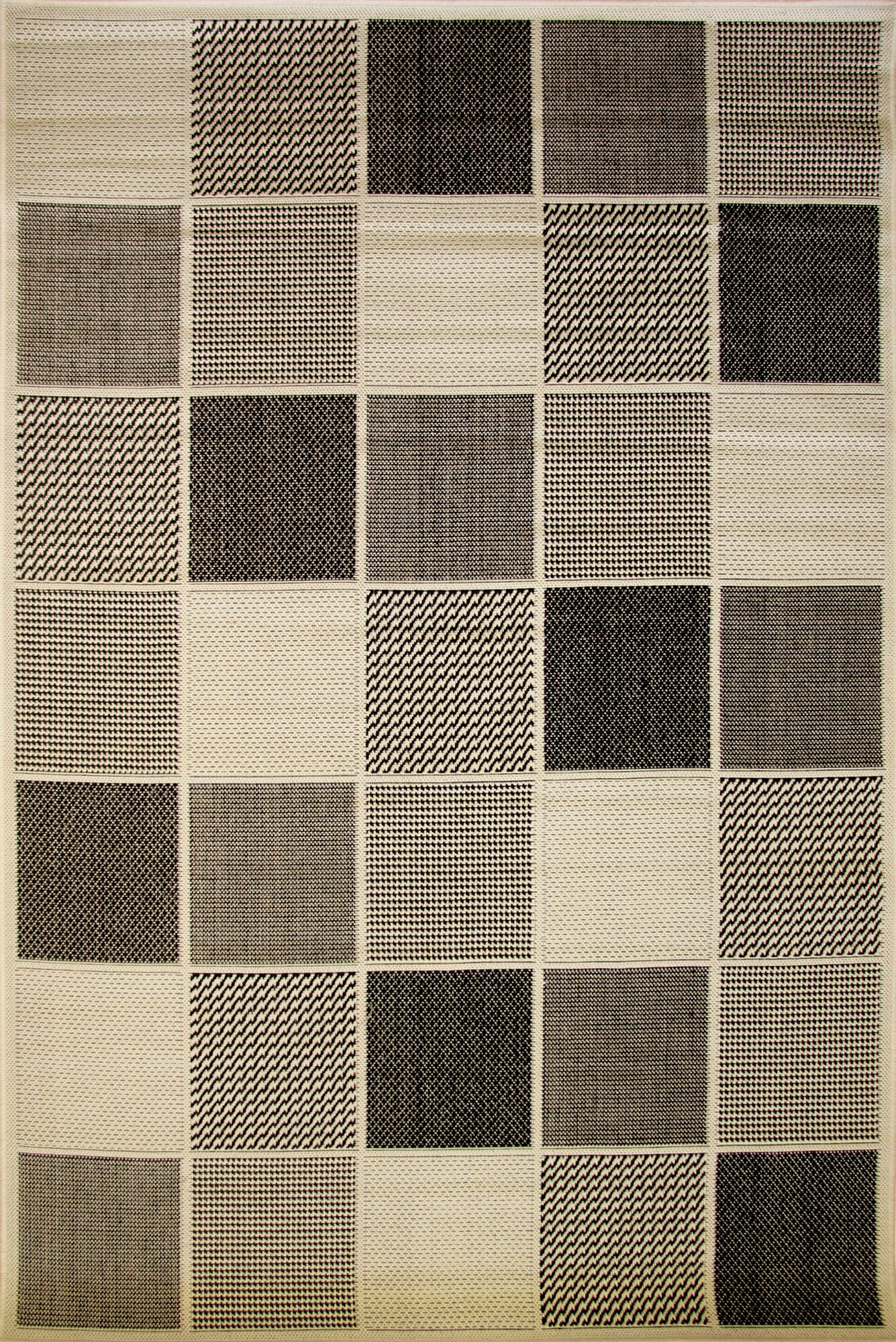 Storm Ivory Square Pattern Rug