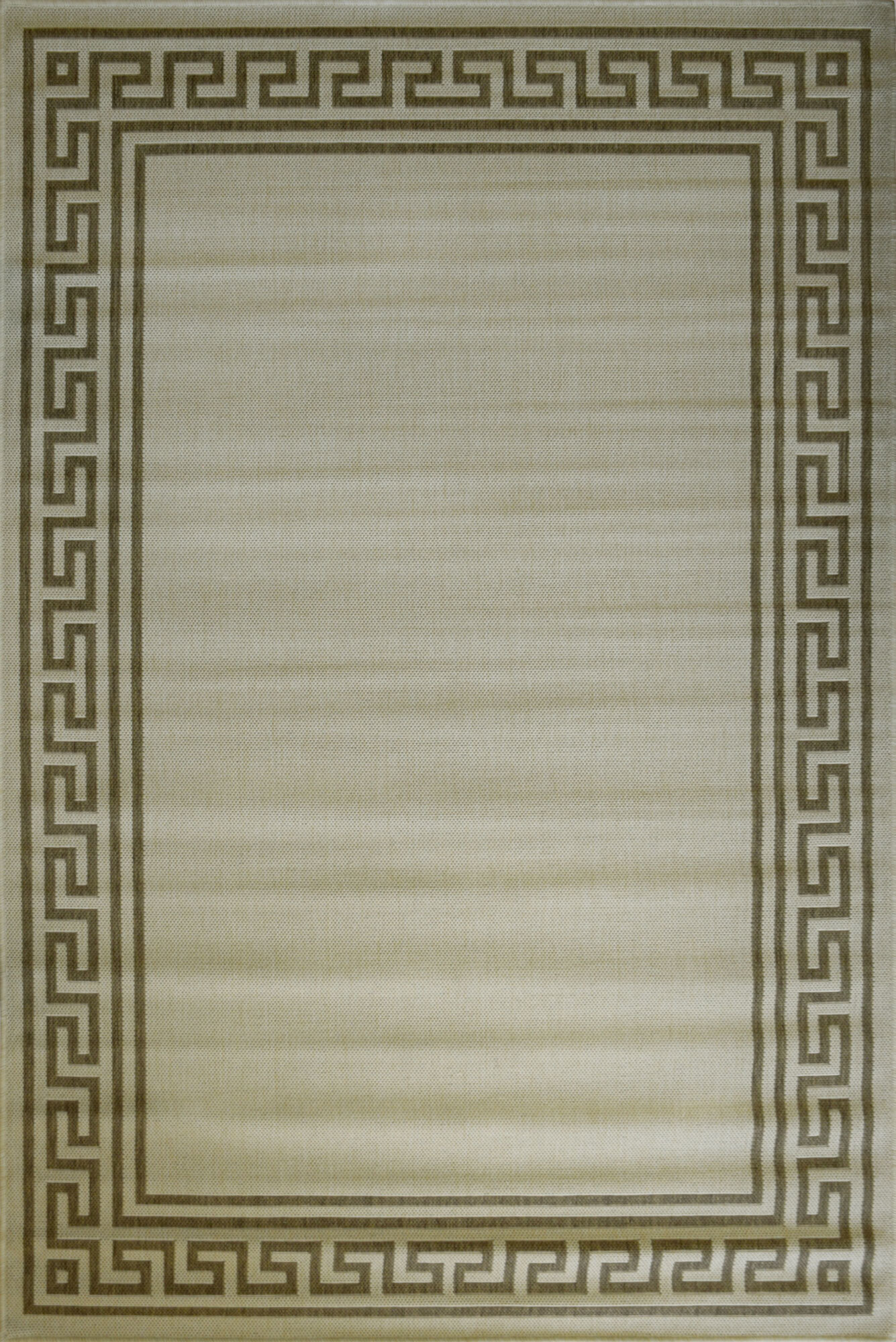 Soleil Beige Greek Key Border Rug