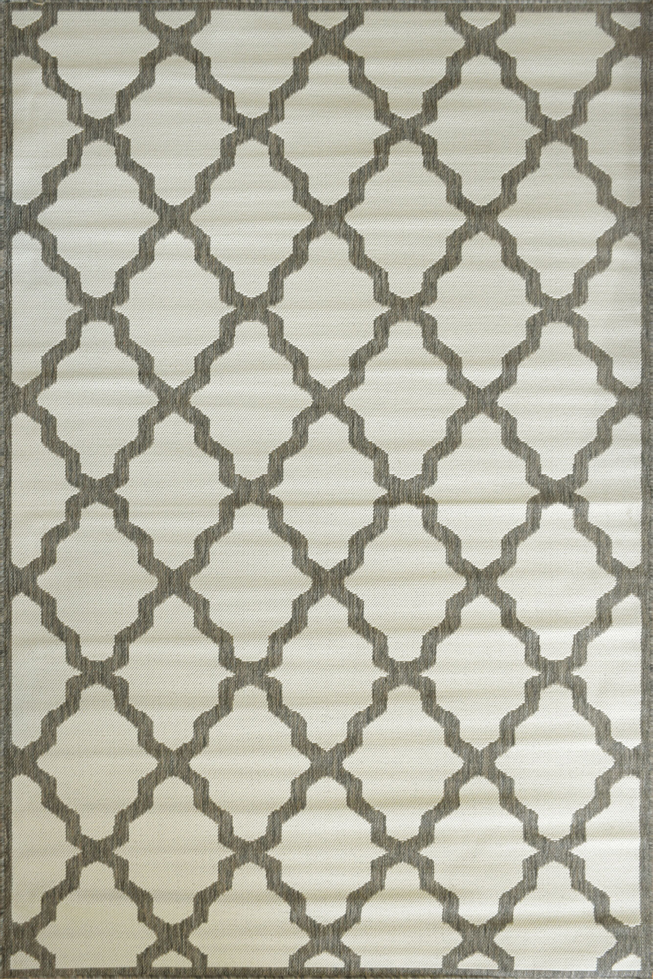 Large View Soleil Ivory Flatweave Trellis Rug