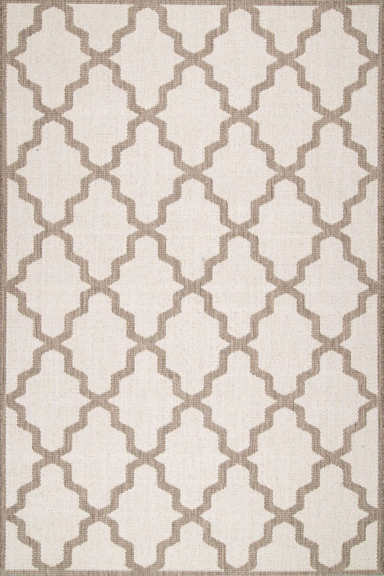 Large View Subi Beige Trellis Flatweave Rug