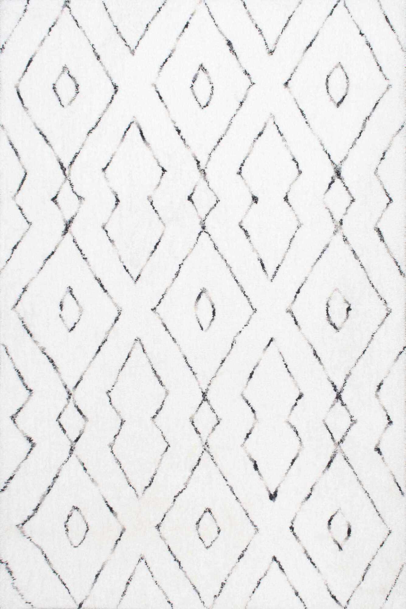 Large View Symphony Moroccan White Shag Rug