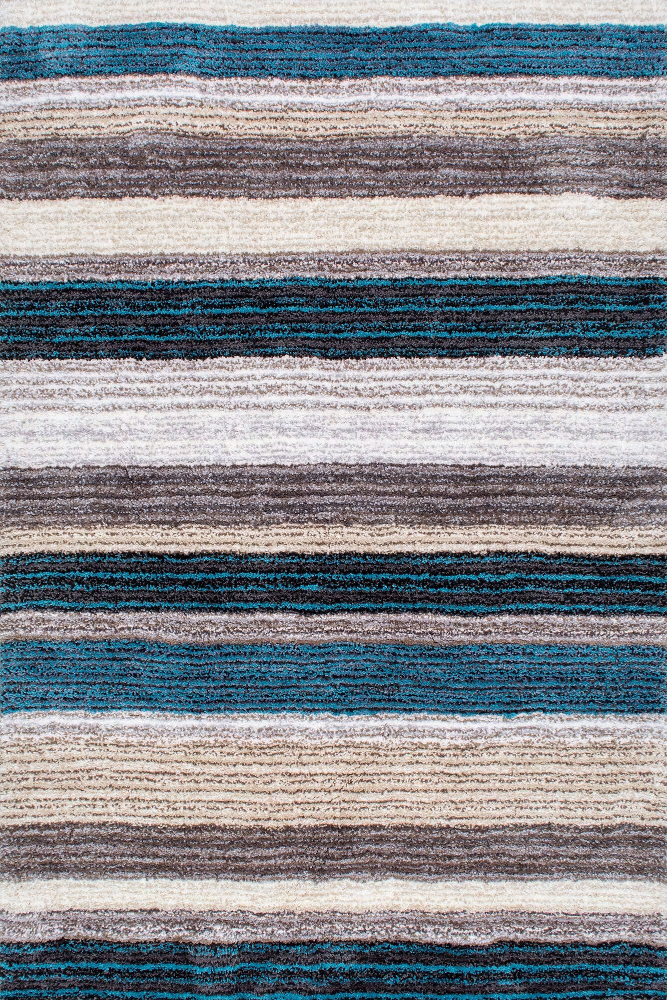 Symphony Striped Blue Shaggy Rug