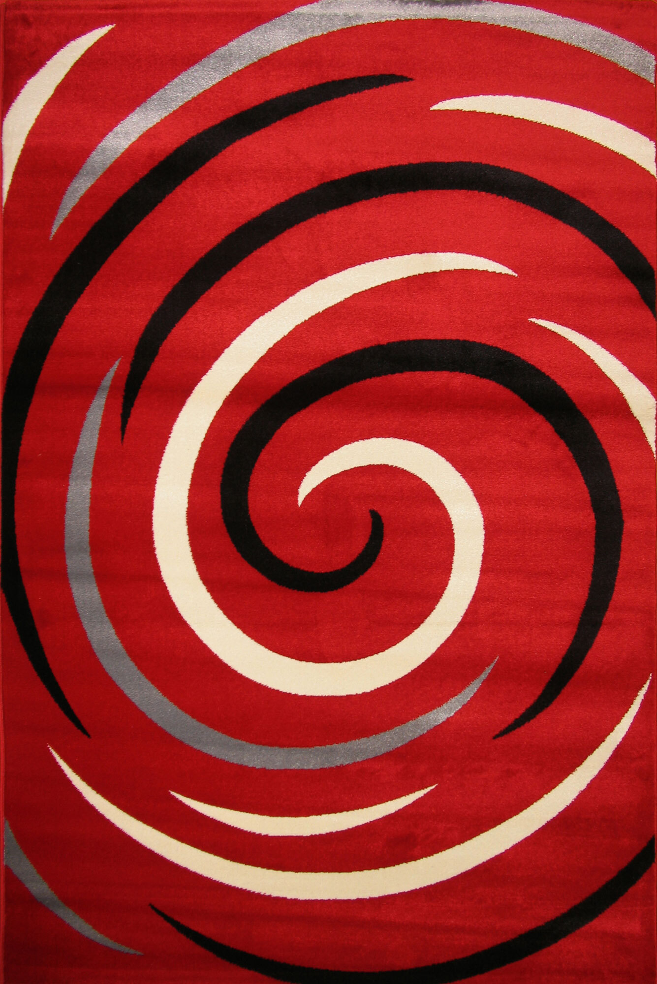 Large View Sky Modern Red Swirl Pattern Rug