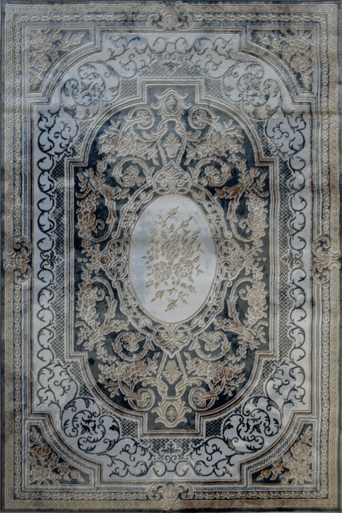 Large View Valentino Black French Floral Rug