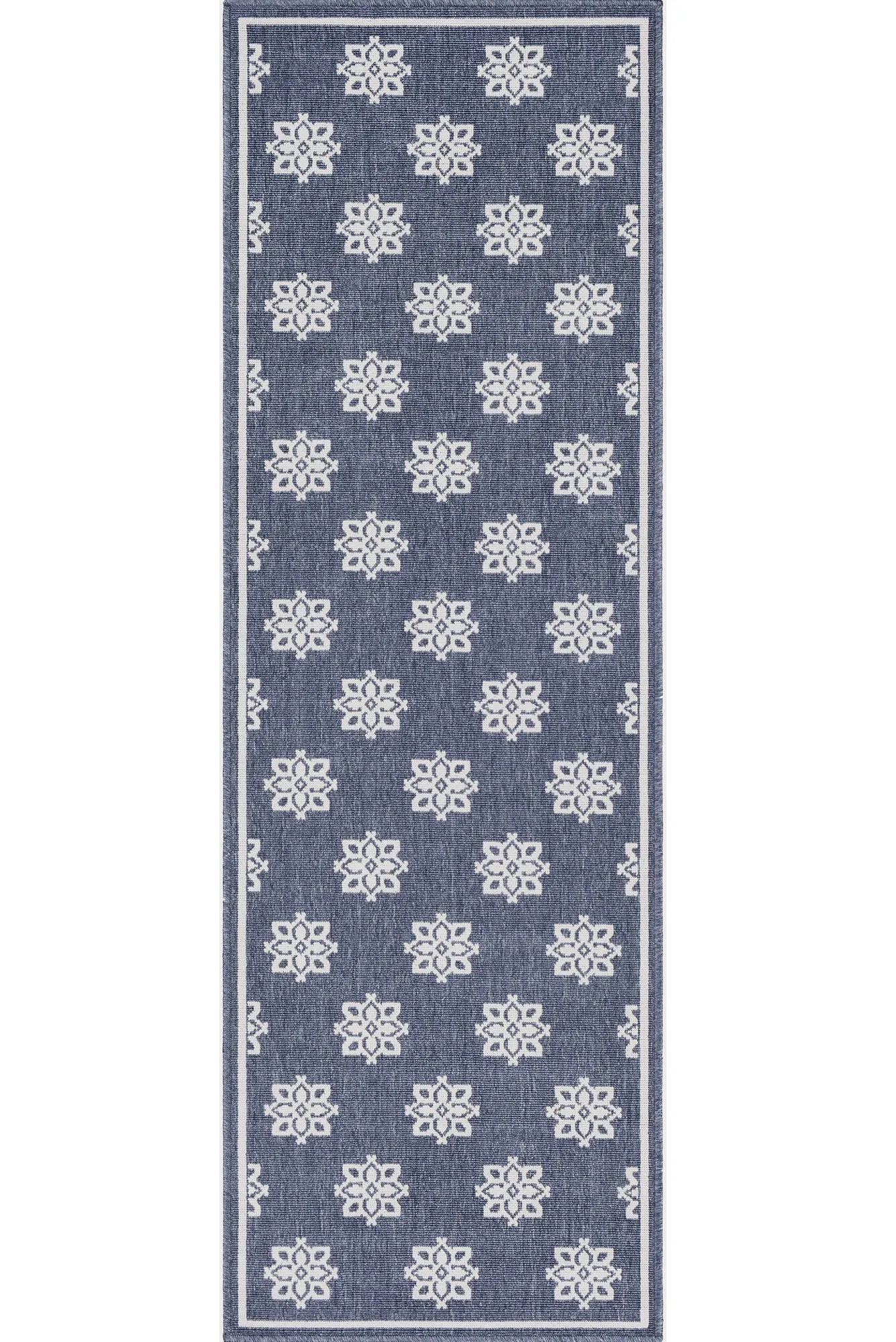 Large View Ambient Navy Floral Outdoor Rug