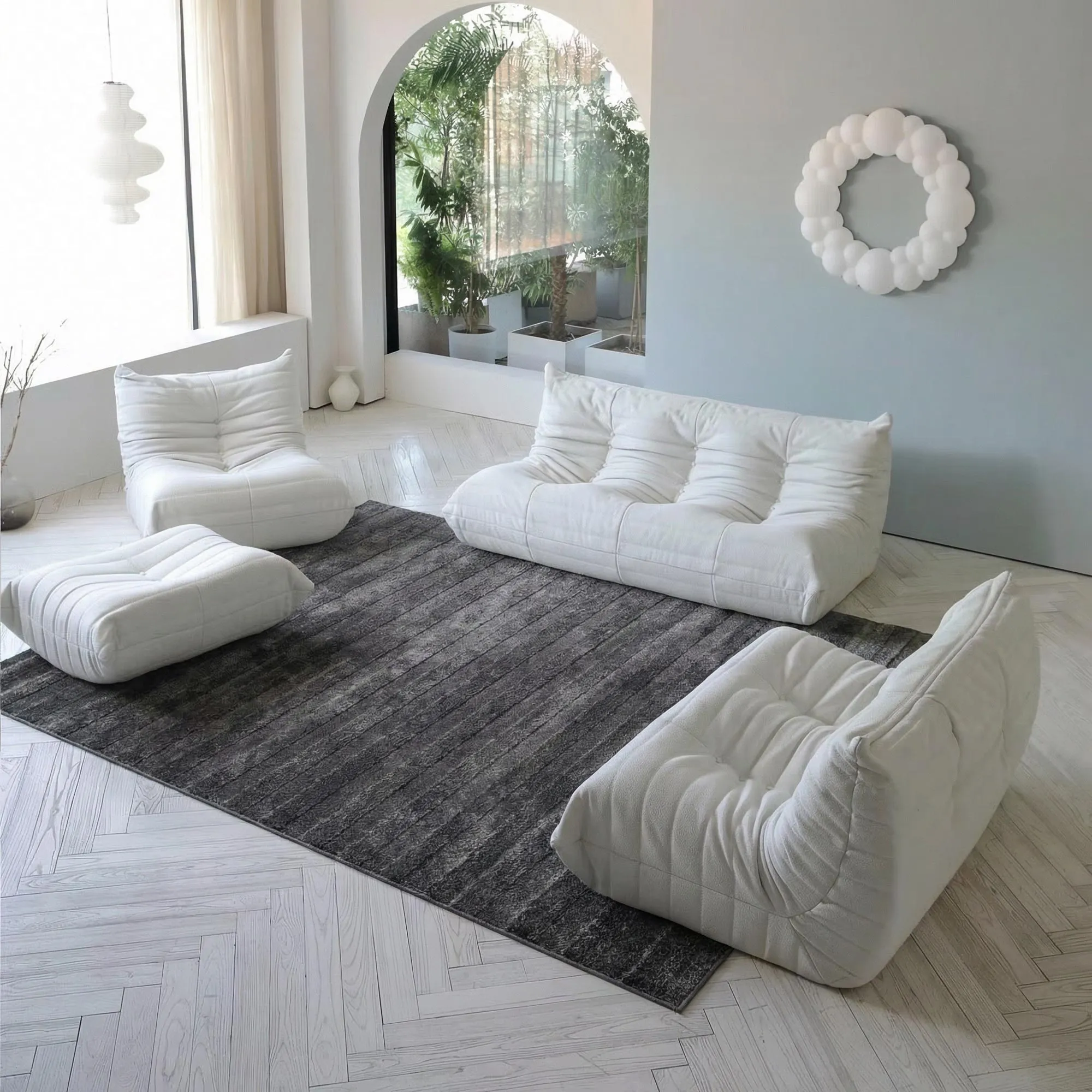 Austin Plain Charcoal Striped Rug