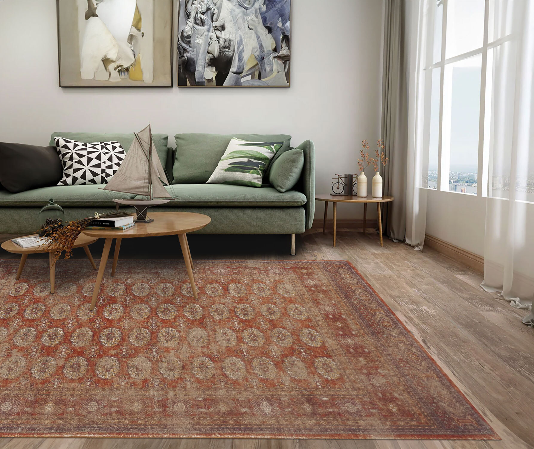 Large View Cato Traditional Geometric Rug