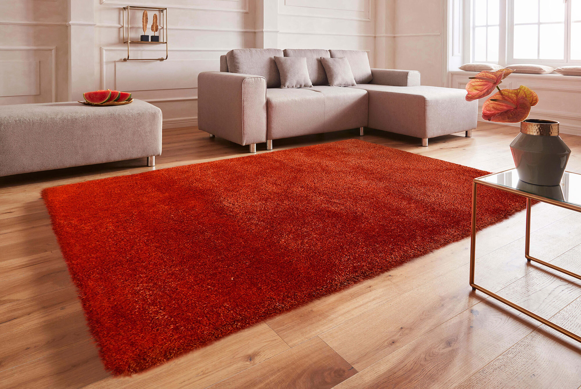 Luxe Shag Rug Orange Rugs Free Shipping