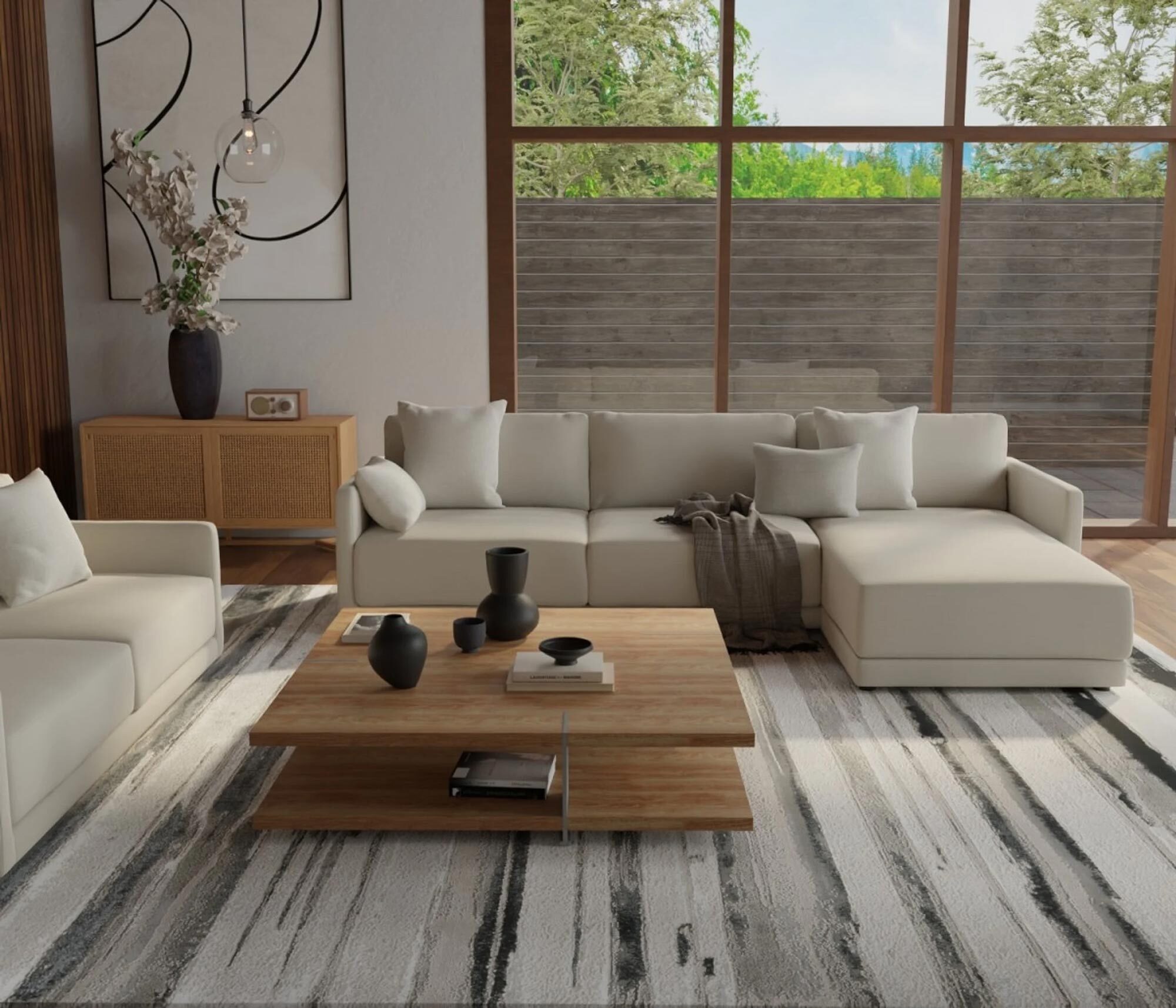 Mosaic Monotone Striped Rug