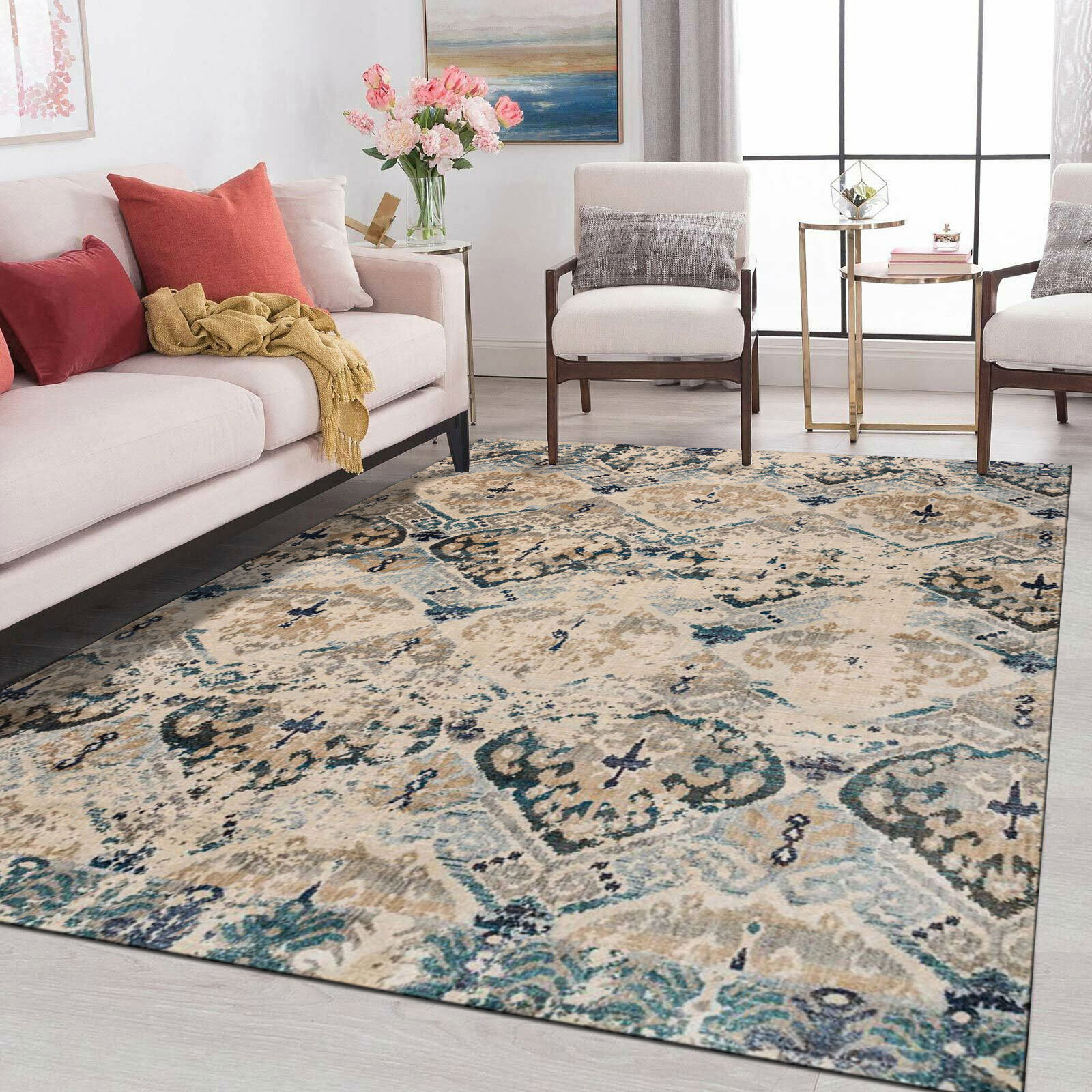 Large View Melanie Overdyed Beige Rug