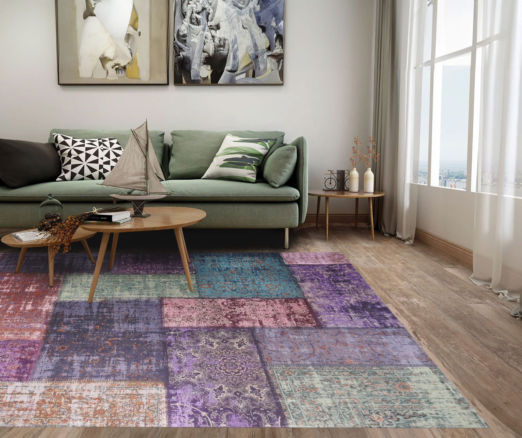 Large View Noble Traditional Patchwork Rug