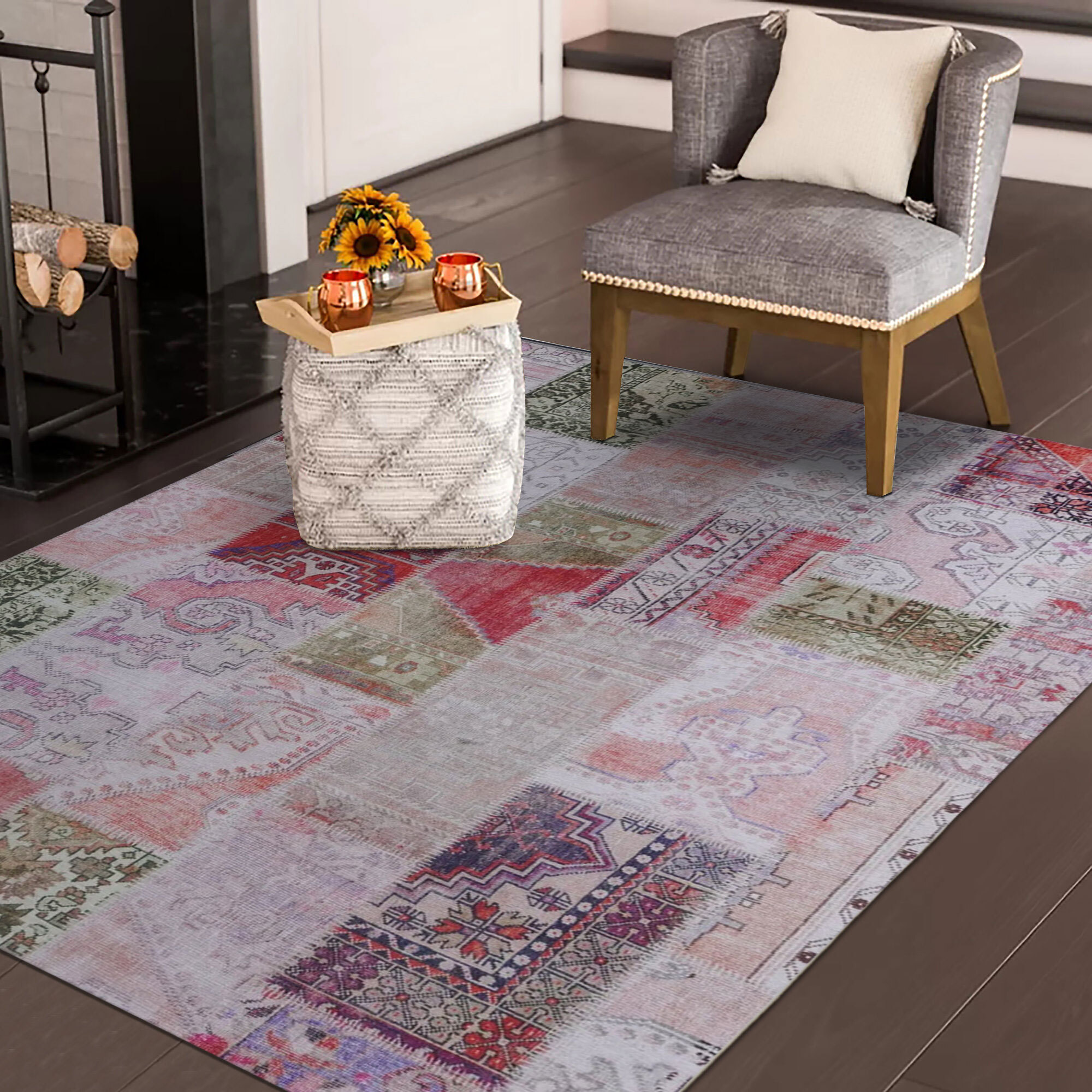 Large View Noble Traditional Patchwork Rug
