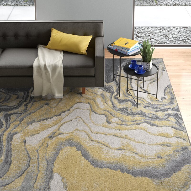 Roma Yellow Modern Abstract Rug