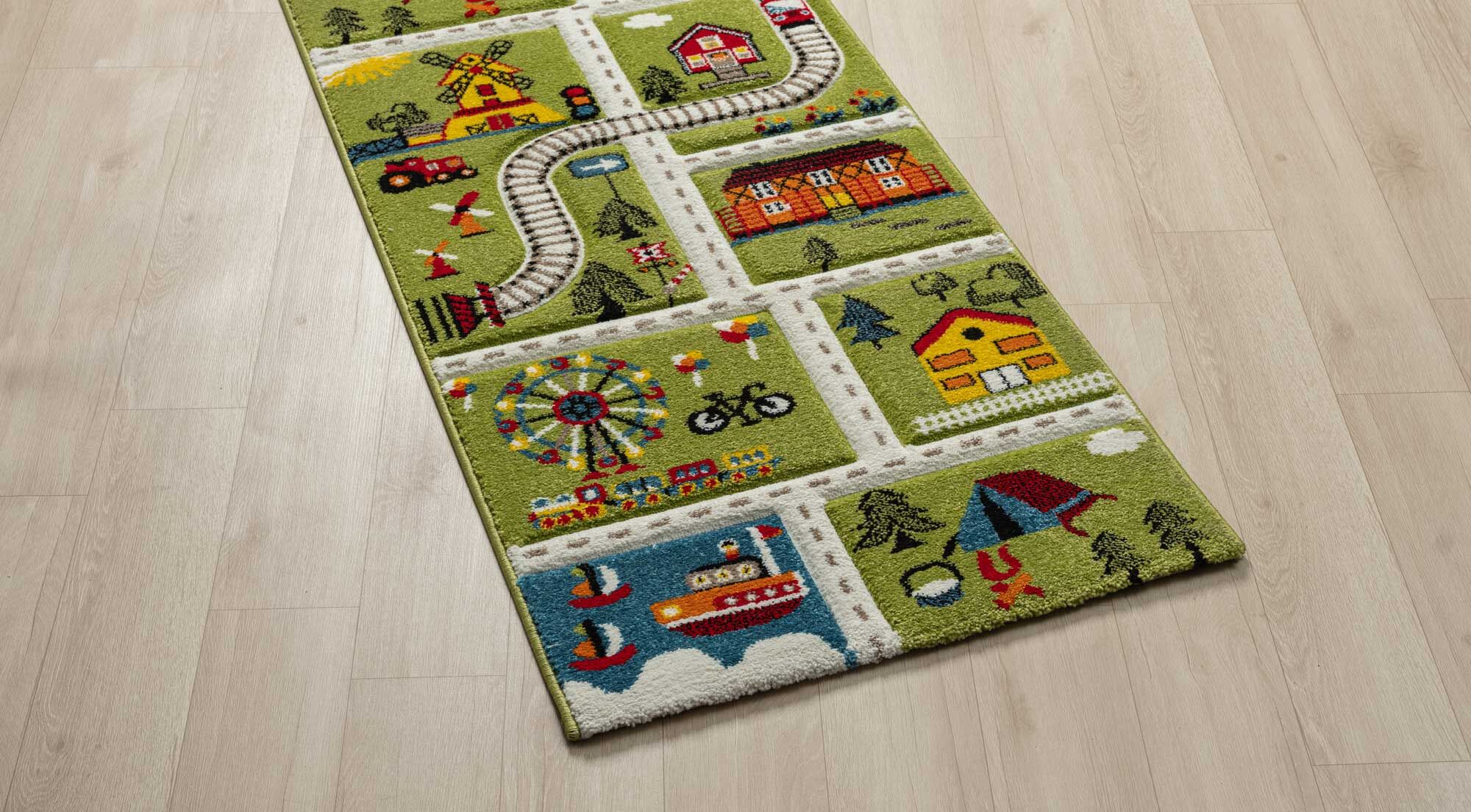 Large View Speedy Kids Town Road Rug