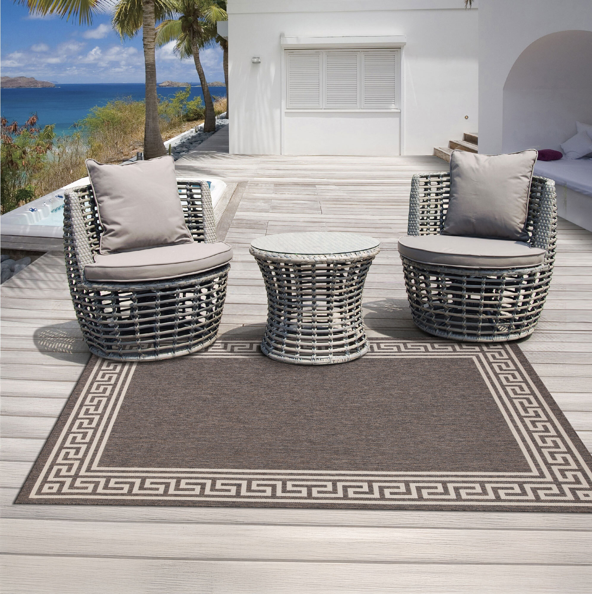 Large View Soleil Greek Key Flatweave Rug