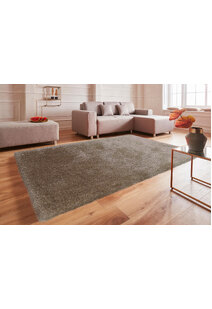 Luxe Plain Brown Shaggy Rug