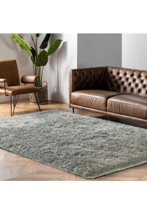 Luxe Plain Silver Shaggy Rug