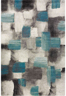 Adobe  Blue Square Pattern Rug