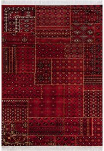 Red Tribal Afghan Patchwork Rug