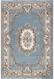 Abbie Blue Aubusson Floral Rugs