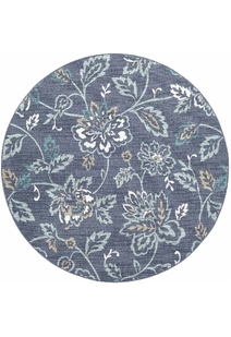Ambient Blue Floral Outdoor Rug(Size 200 x 200cm) ROUND