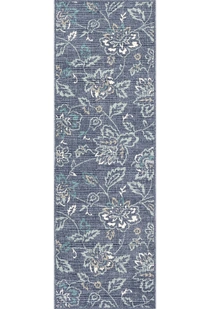 Ambient Blue Floral Outdoor Rug(Size 230 x 67cm) RUNNER