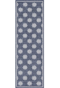 Ambient Navy Floral Outdoor Rug(Size 230 x 67cm) RUNNER