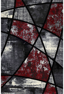 Aria Red Modern Abstract Rug