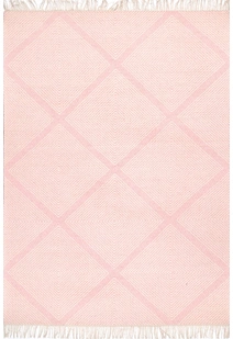 Dhurrie Pink Diamond Pattern Rug