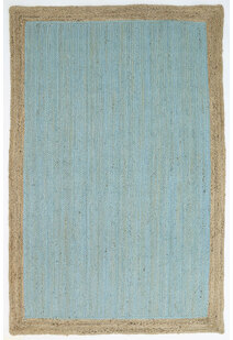 Harrold Light Blue Jute Border Rug