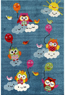 Hello Blue Owl & Balloon Kids Rug 