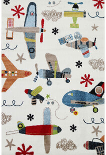 Hello Plane & Jet Cream Kids Rug