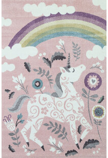 Hello Pink Unicorn & Rainbow Rug