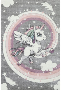 Hello Grey Pegasus Unicorn Rug