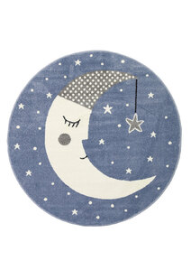 Hello Round Blue Moon Kids Rug