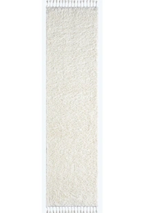 Joey Plain Cream Shaggy Rug(Size 300 x 80cm) RUNNER