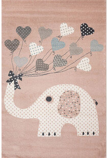 KidsZoo Pink Elephant Kids Rug
