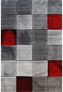 Lucia Red Square Pattern Rug