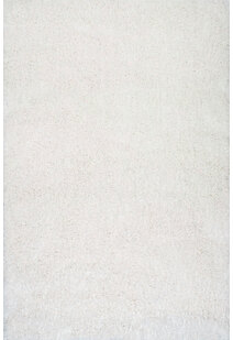 Liam Thick Plain Shaggy White Rug