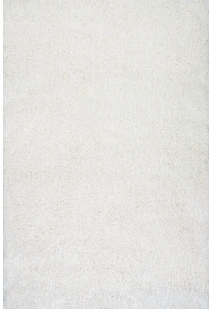 Liam Thick Plain Shaggy White Rug