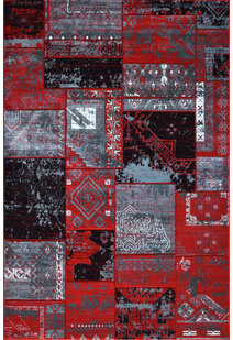 Paris Carved Red Patchwork Rug