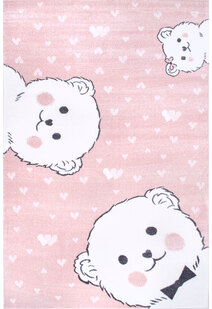 Poppy Pink Teddy Bear Kids Rug
