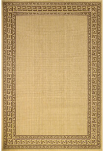 Sama Beige Greek Key Border Rug